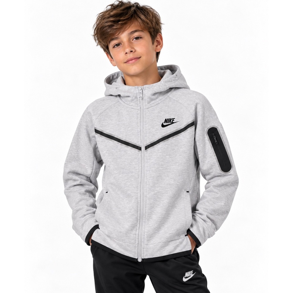 Nike Tech Fleece Full Zip Hoodie Sportswear Streetwear Boys Small Gray